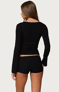 Edikted Kailee Cutout Long Sleeve Ribbed Top