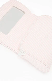 John Galt Pink & White Striped Makeup Bag