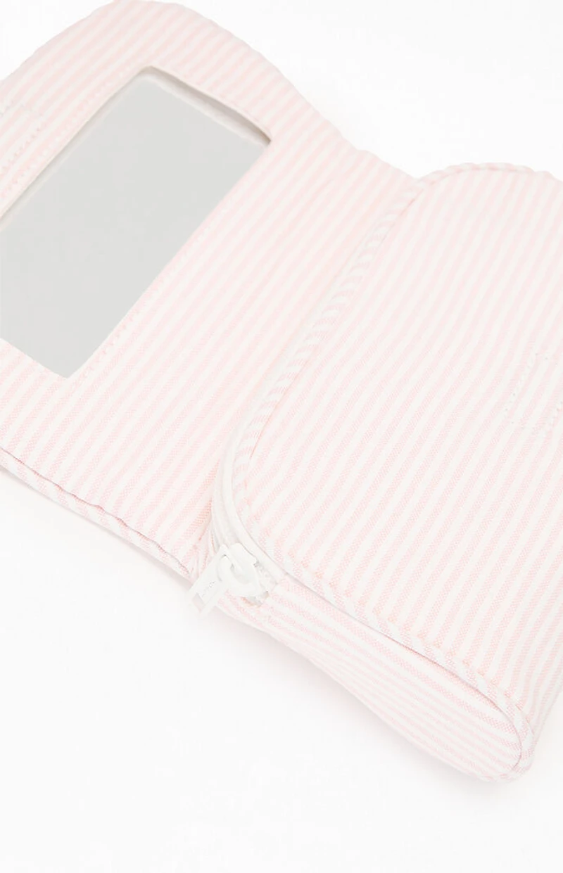 John Galt Pink & White Striped Makeup Bag