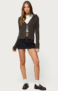 Edikted Jayla Hooded Cable Knit Cardigan