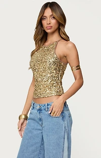 Edikted Pasha Sequin Tank Top