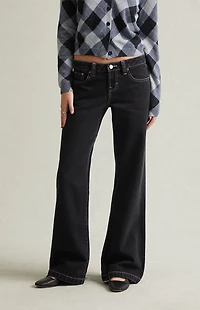 Pacsun Charlie Low Rise Baggy Bootcut Jeans Contrast Dark Blue