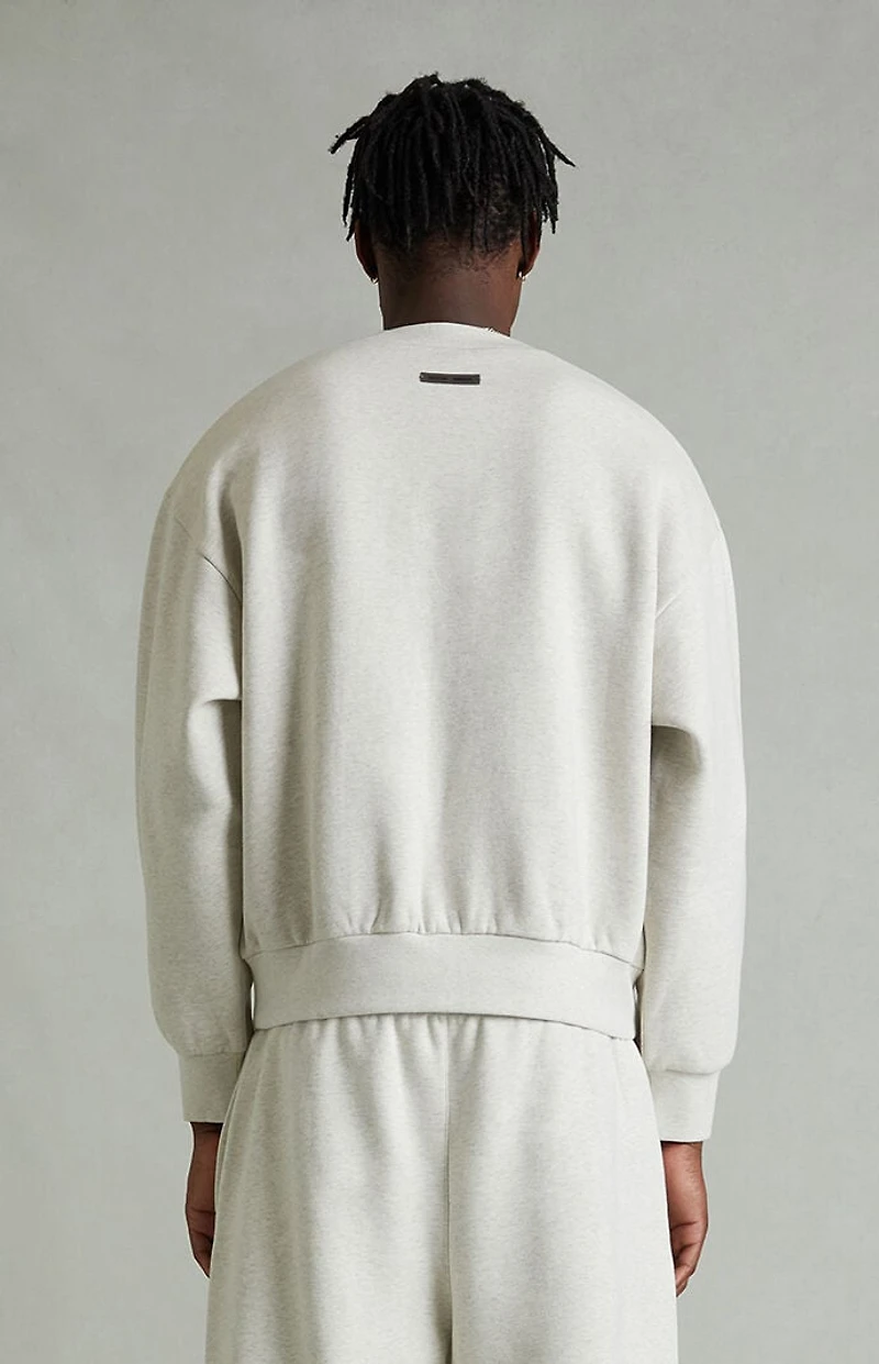 Fear of God ESSENTIALS Heather Oatmeal Embossed Classic Crew Neck Sweatshirt