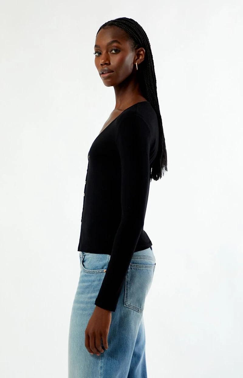 Your Favorite Shelby Button Up Split Hem Long Sleeve Top