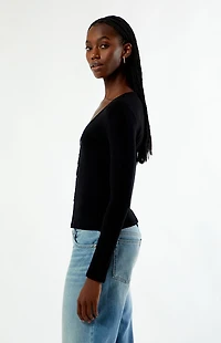 Your Favorite Shelby Button Up Split Hem Long Sleeve Top