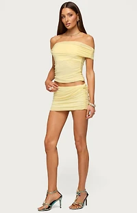 Edikted Raquela Ruched Off The Shoulder Top