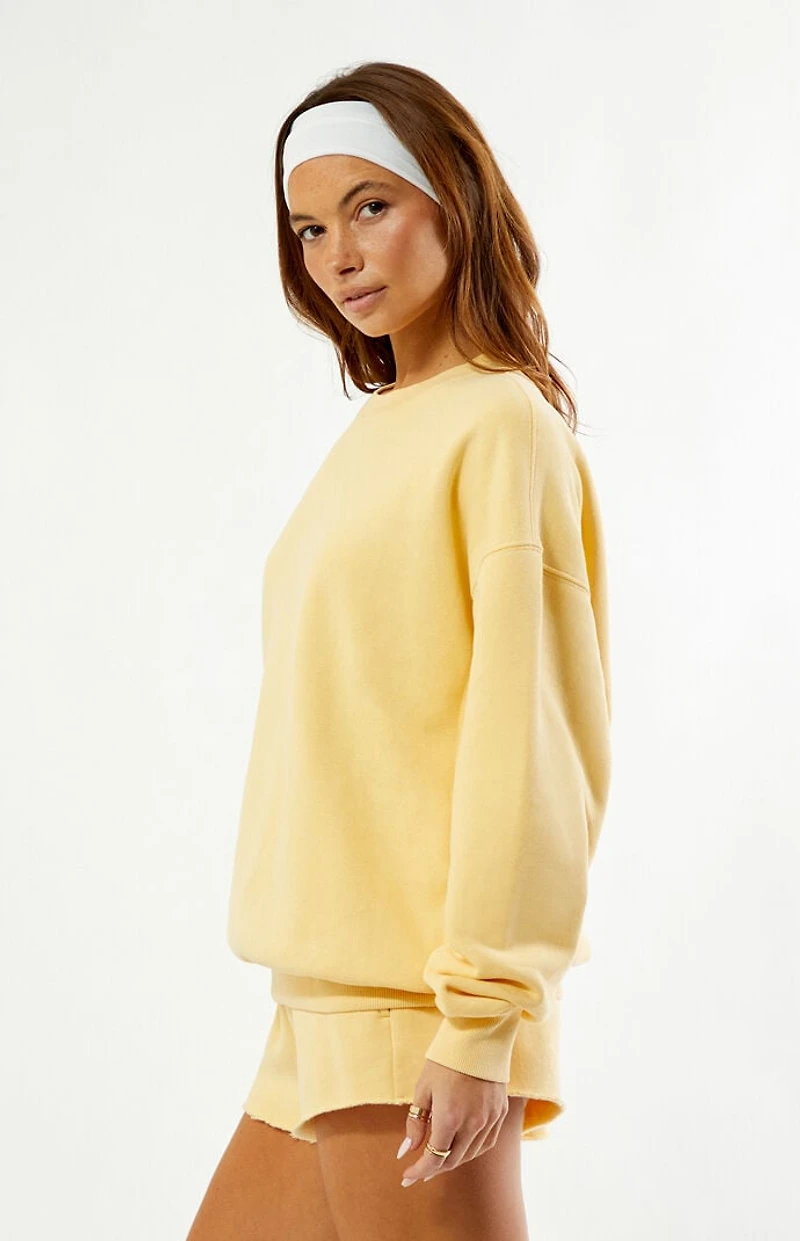 Pacsun Yellow Core Washed Crew Neck Sweatshirt