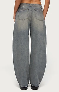 Edikted Side Belt Low Rise Barrel Jeans