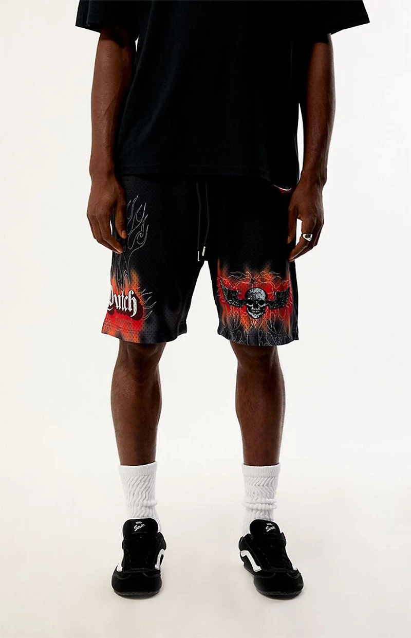 Von Dutch Skull Flame Mesh Shorts