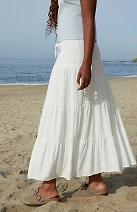 John Galt White Lizzy Maxi Skirt