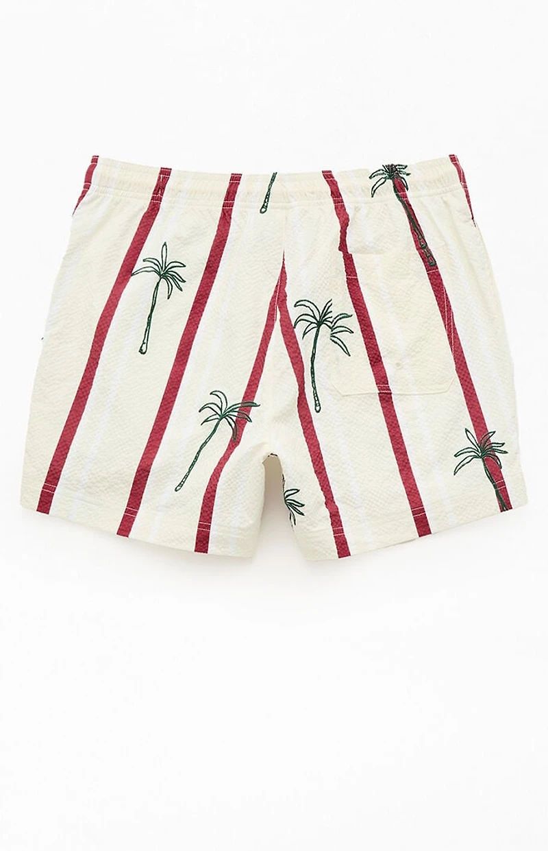 Pacsun Palm Striped Seersucker 4.5" Swim Trunks