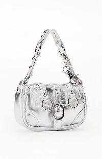 Pacsun Silver Faux Leather Mini Buckle Bag