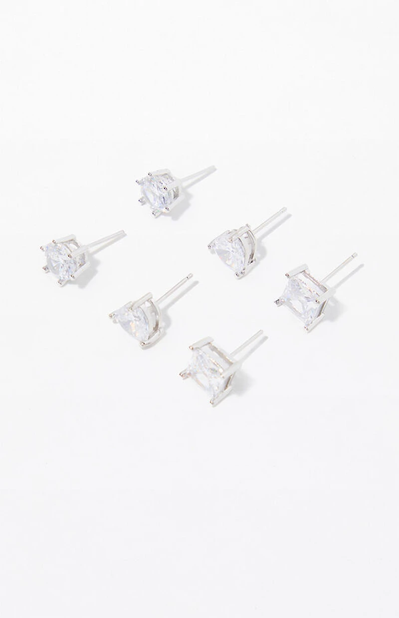Pacsun 3 Pack Faux Diamond Stud Earrings
