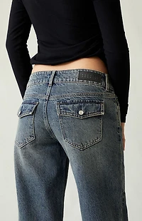 Pacsun Zoe Low Rise Girlfriend Jeans Dark Blue