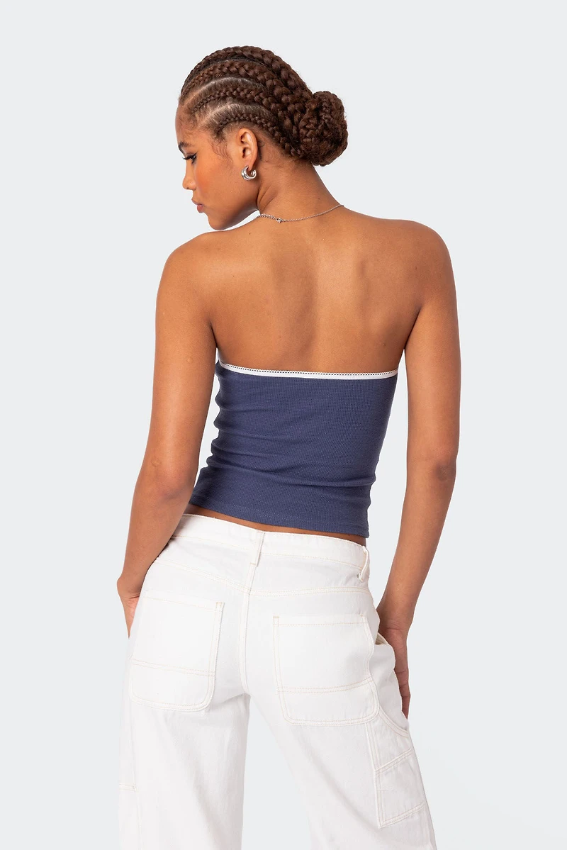 Edikted Kacey Strapless Waffle Top