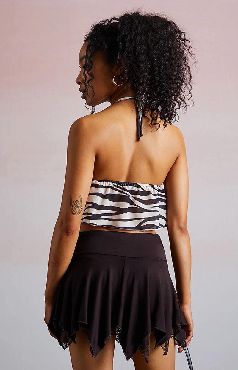 Third Charm Indy Zebra Ruffle Tank Top