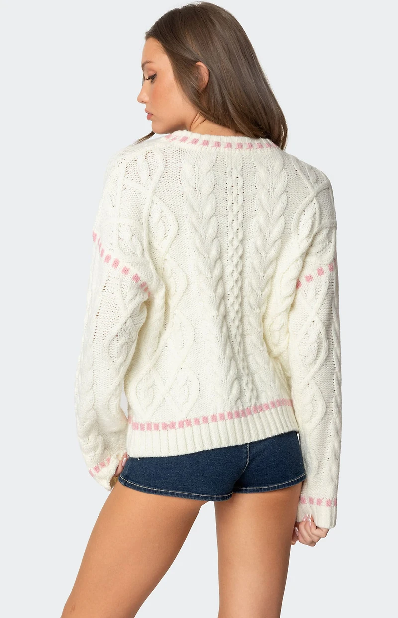 Edikted Eleni Cable Knit Sweater
