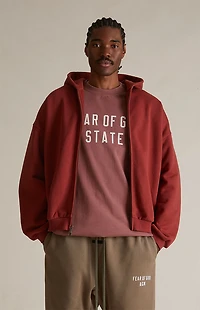 Fear of God ESSENTIALS Crimson Heavy Fleece Full Zip Hoodie