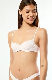 Pacsun Pink & White Plaid Madison Underwire Bralette Bikini Top