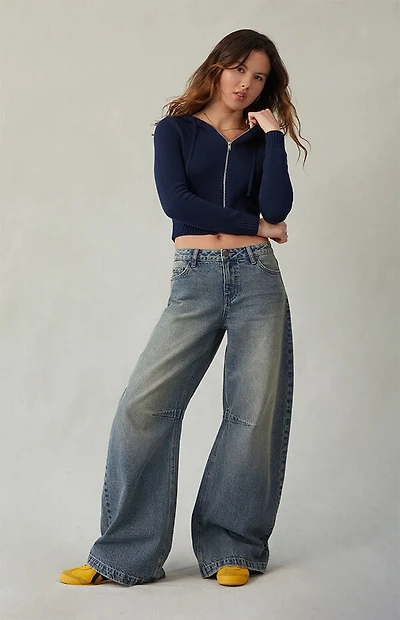 Pacsun Remi Baggy Barrel Jeans Dart Dark Indigo