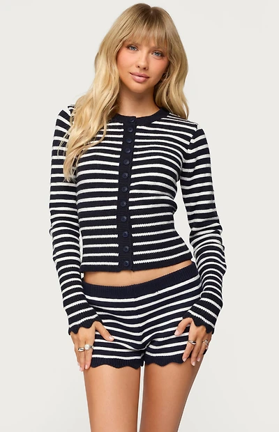Edikted Soren Contrast Striped Knit Cardigan