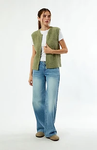 Daisy Street Boucle Zip Up Sweater Vest