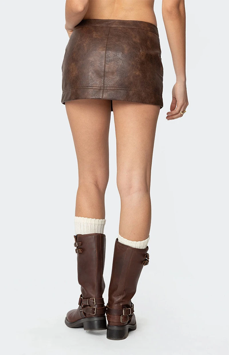 Edikted Pax Faux Leather Mini Skirt