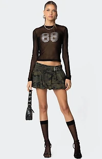 Edikted Rhinestone Sheer Mesh Top