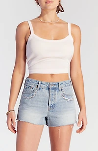Pacsun Bow Embroidered High Waisted Denim Festival Shorts