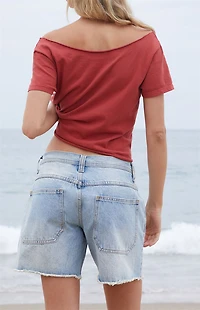 John Galt Light Blue Low Rise Relaxed Jorts