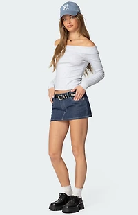 Edikted Neria Pinstripe Denim Micro Skort