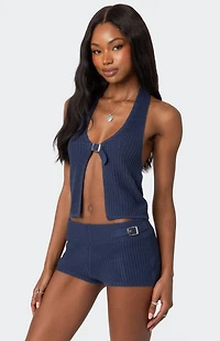 Edikted Weekender Belted Knit Halter Top