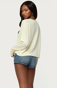 Edikted Deni Long Sleeve Henley Waffle Top