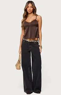 Edikted Blanca Satin Lace Trim Tank Top