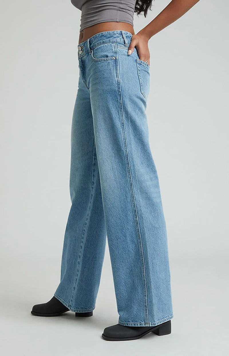 Pacsun Casey Low Rise Baggy Jeans Double Button Medium Indigo