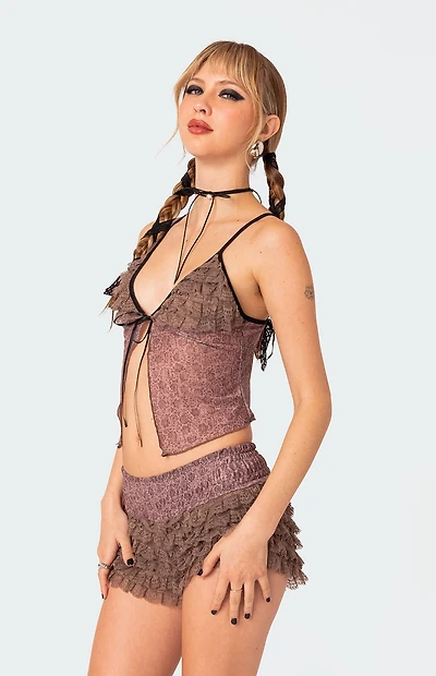 Edikted Janis Floral Ruffled Tank Top