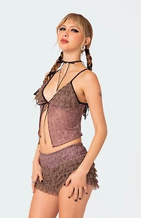 Edikted Janis Floral Ruffled Tank Top