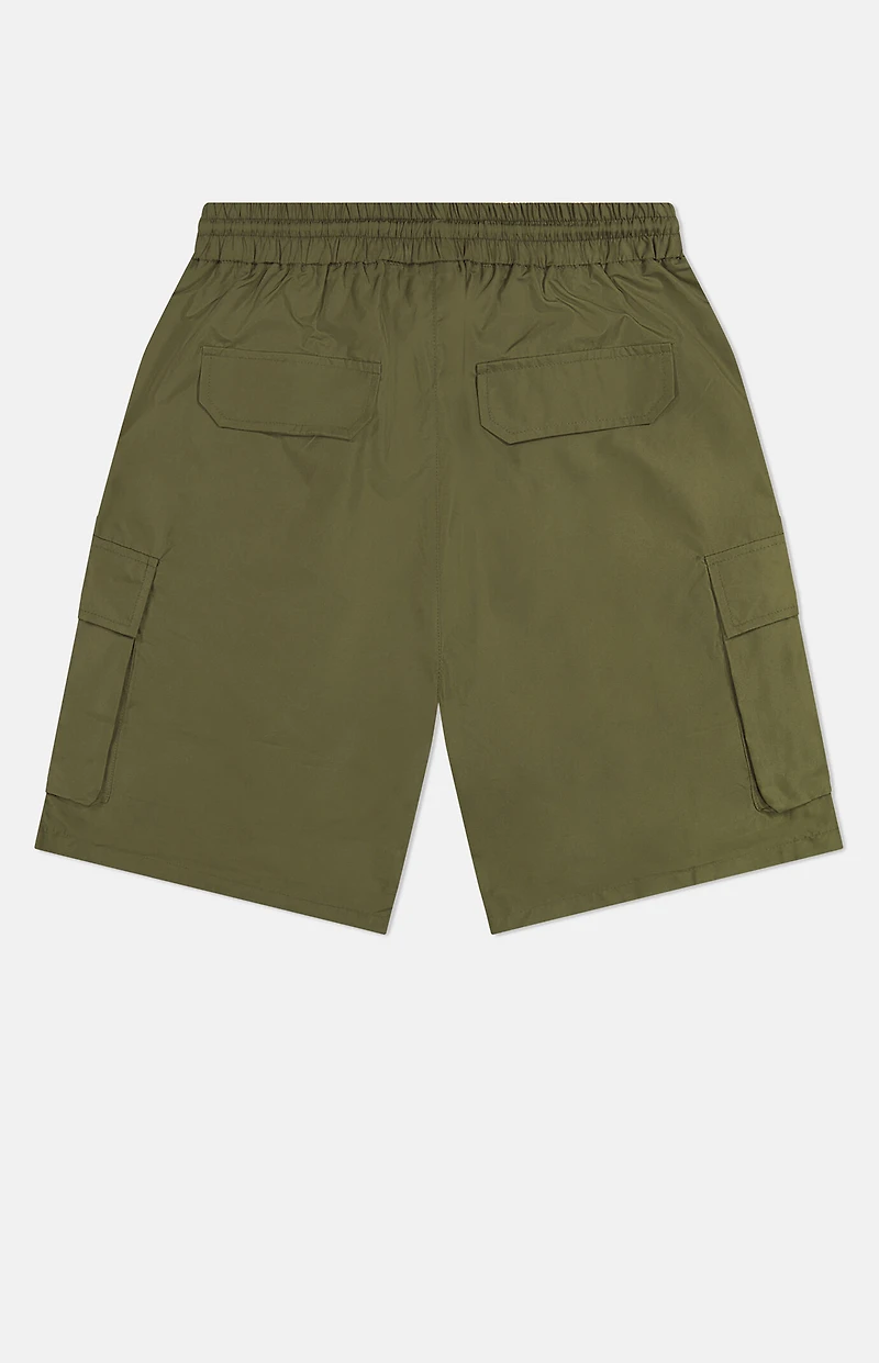 WeSC Olive Nylon Wind Cargo Shorts