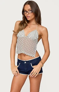 Edikted Polka Dot Backless Chiffon Top