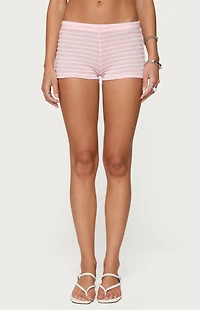 Edikted Lovina Textured Striped Micro Shorts