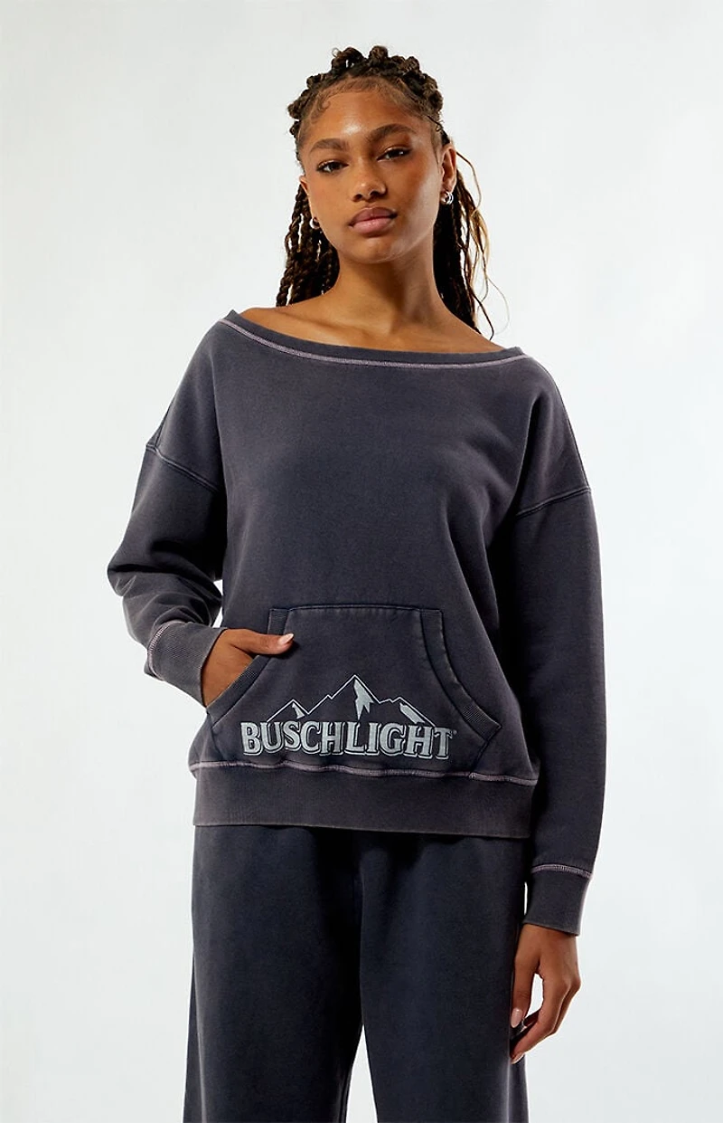 BUSCH LIGHT 89 Off-The-Shoulder Sweatshirt