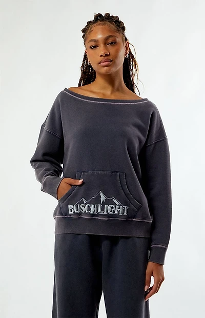 BUSCH LIGHT 89 Off-The-Shoulder Sweatshirt
