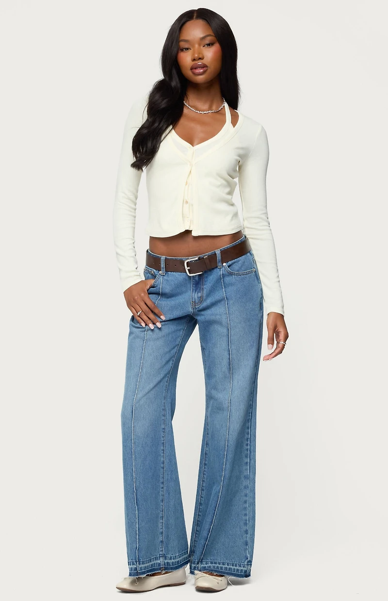 Edikted Cardigan & Halter Two Piece Knit Top