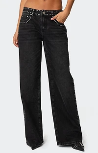 Edikted Quincy Studded Low Rise Jeans