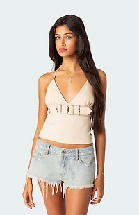 Edikted Birdie Buckle Belted Top