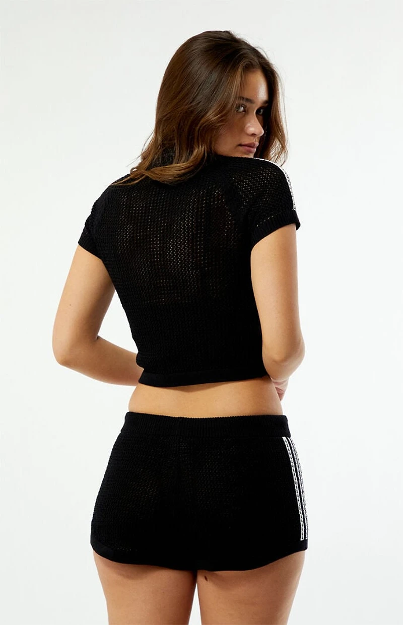 adidas Black Crochet Knit Shorts