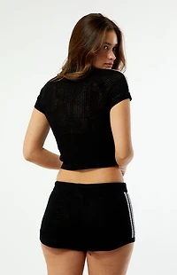 adidas Black Crochet Knit Shorts