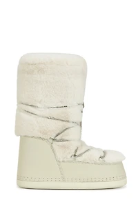 AZALEA WANG Women's Karmela Cream Flatform Snow Booties