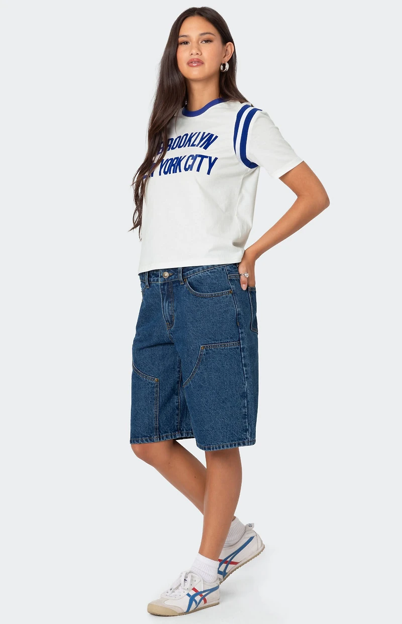 Edikted Jacqui Low Rise Denim Bermuda Shorts