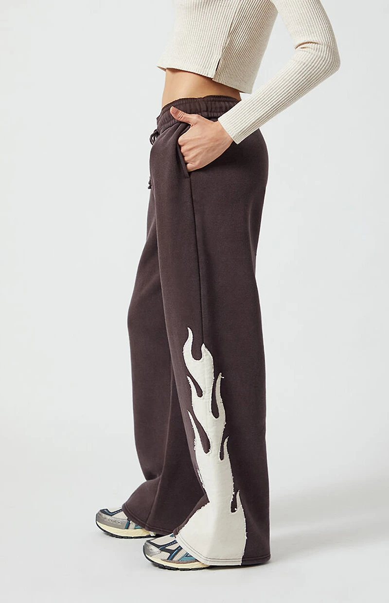 Pacsun Flame Applique Vintage Wash Baggy Sweatpants